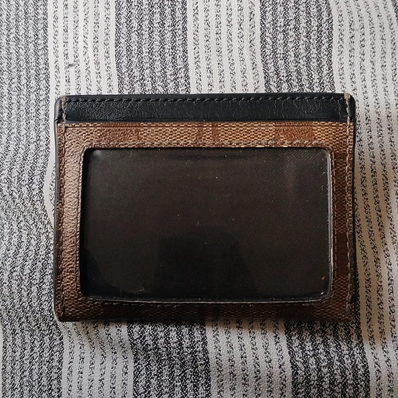 Coach Brown and black coated canvas card holder. - Picture 2 of 4